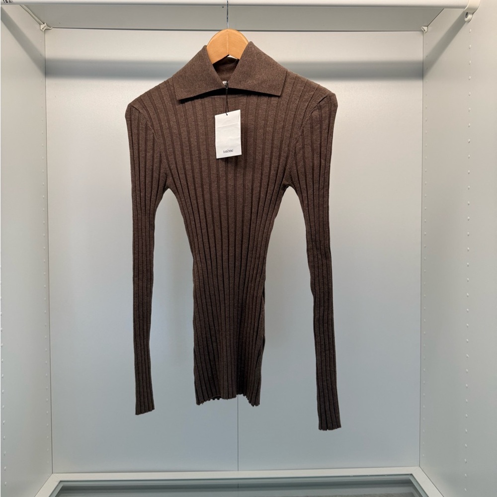 Toteme Brown Ribbed Women's Sweater